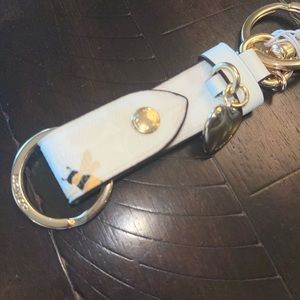 Coach Trigger Snap Bag Charm In Signature Canvas With Bee Print NWT